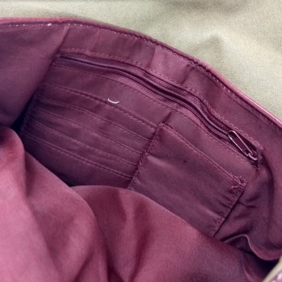 Red Pebbled Faux Leather Bag Heavy Stitch 13X8 - Picture 7 of 8